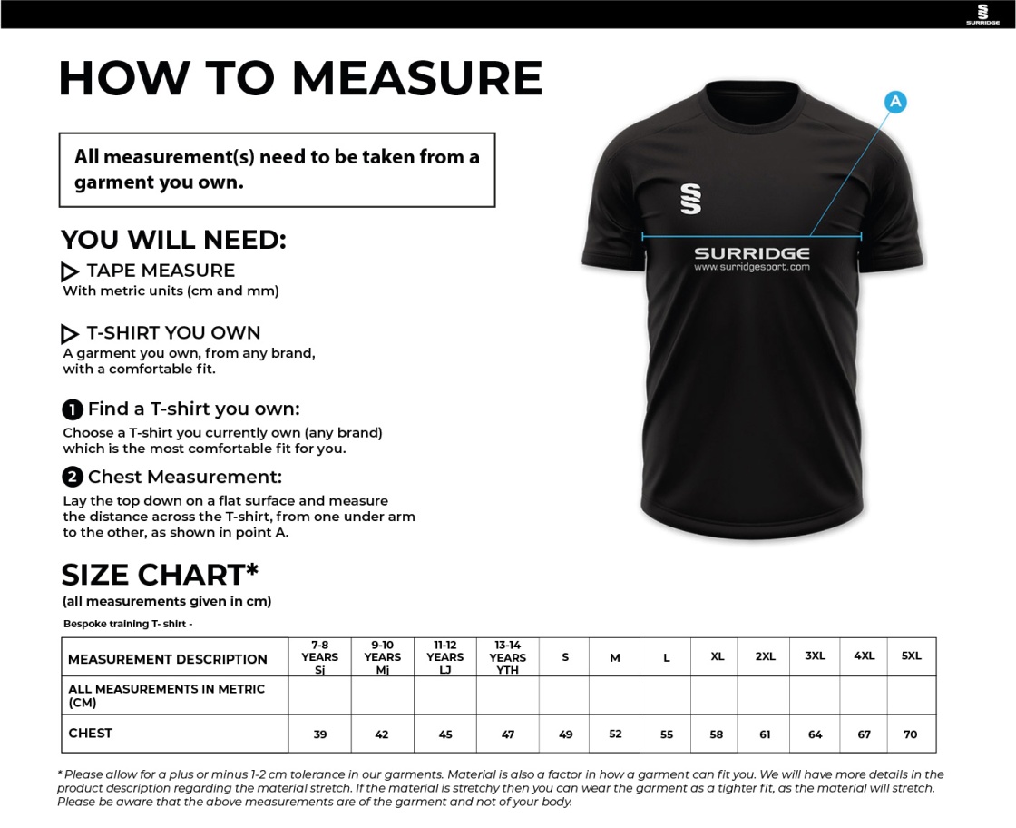 donemana cc Impact T-Shirt : Royal - Size Guide